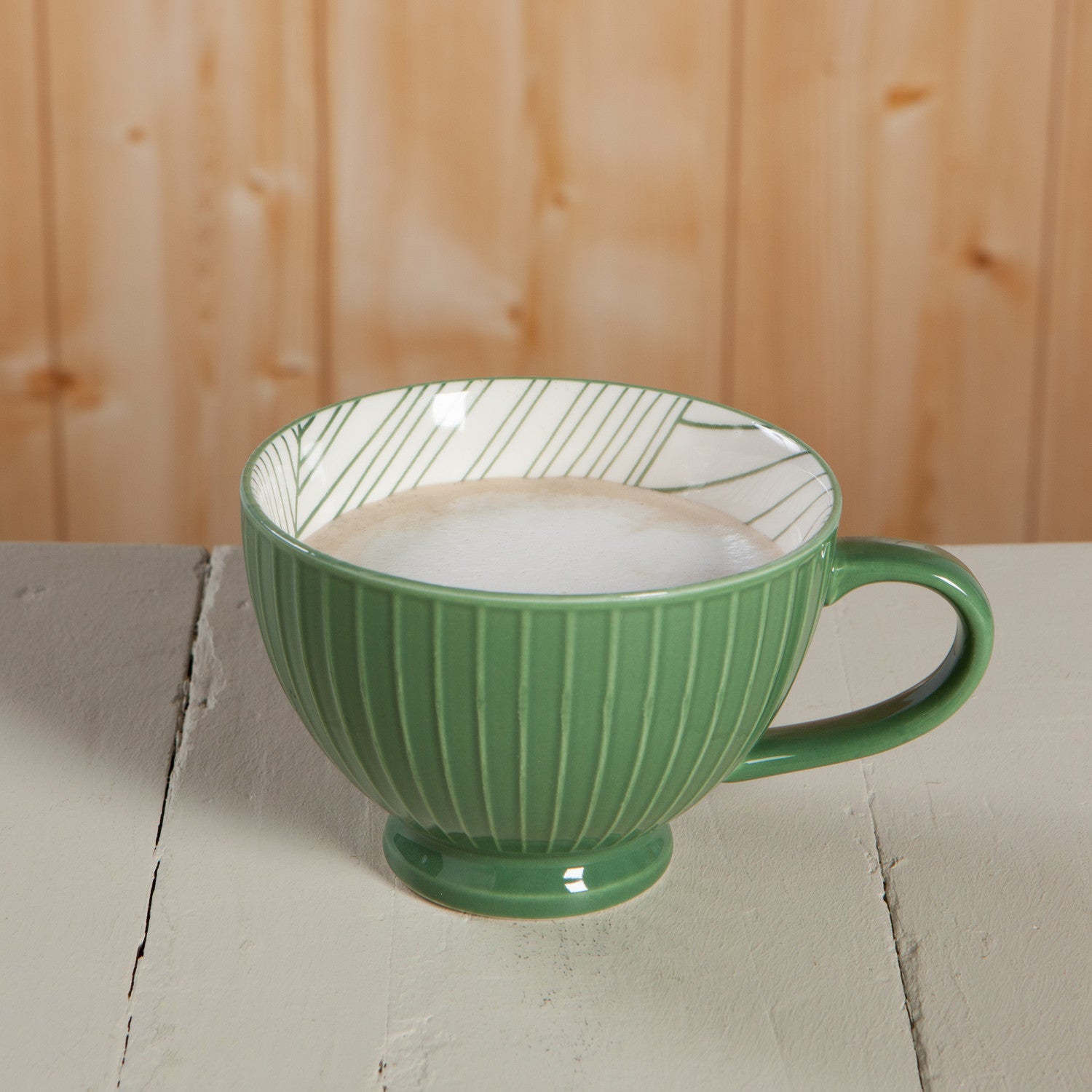 Elm Green Stamped Latte Mug