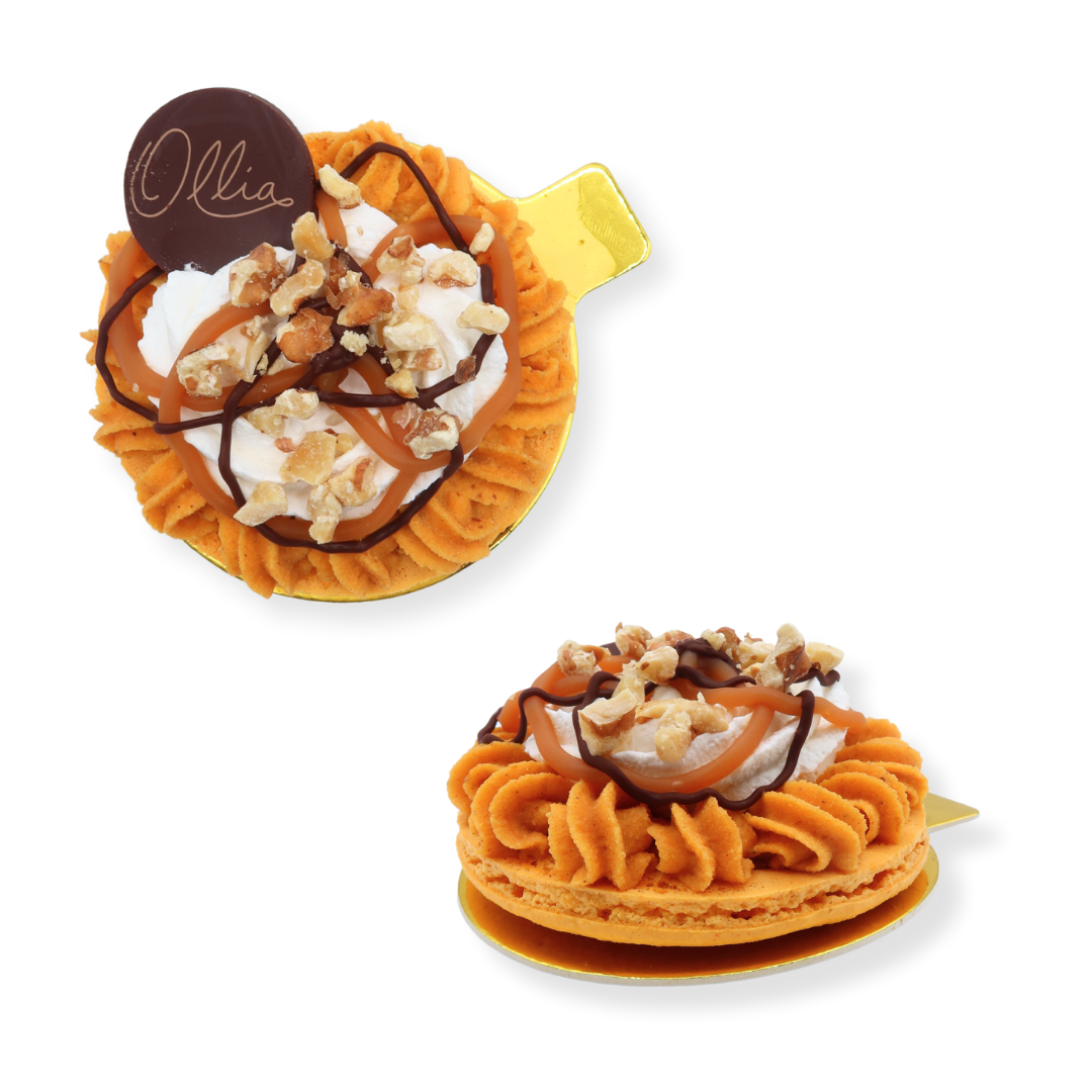 Mini Caramel Pumpkin Pie Macaron Cake