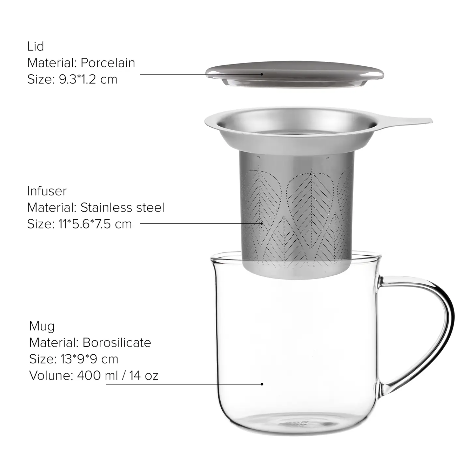 Minima Eva Glass Mug & Porcelain Lid w/ Infuser - VIVA