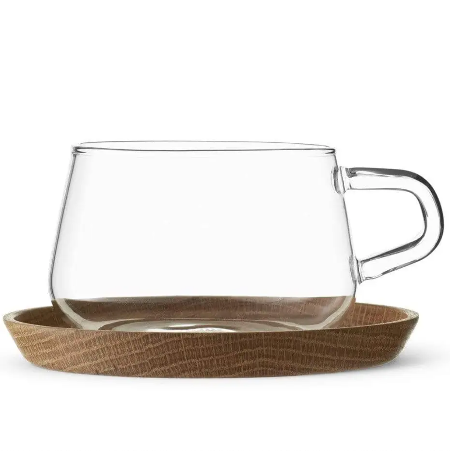 Classic™ Glass Cup & Wood Saucer Set - VIVA