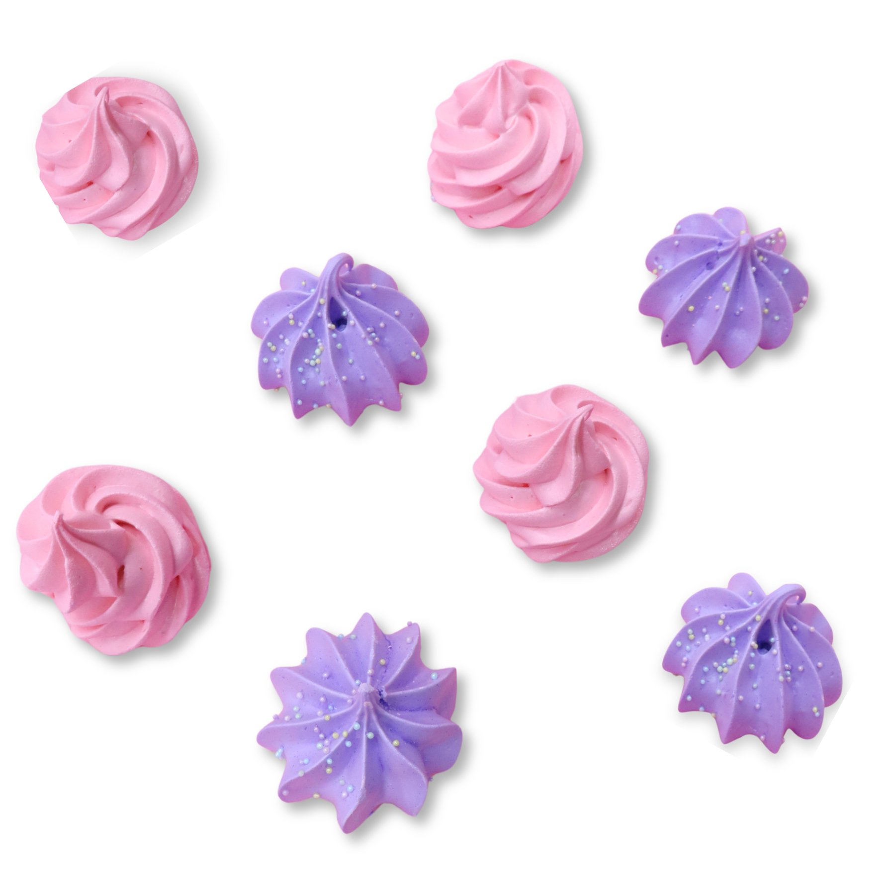 pink and purple meringues