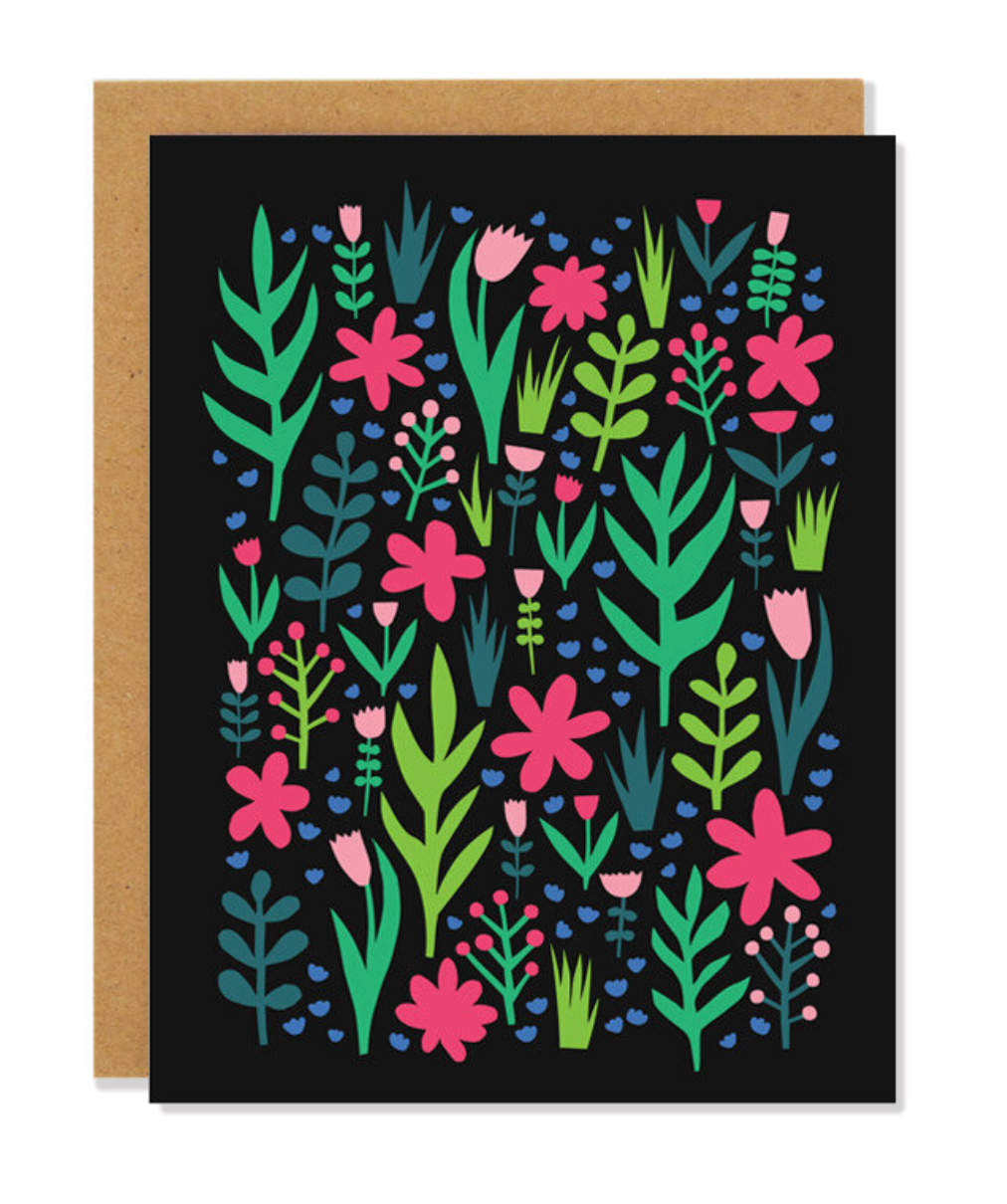 floral black card