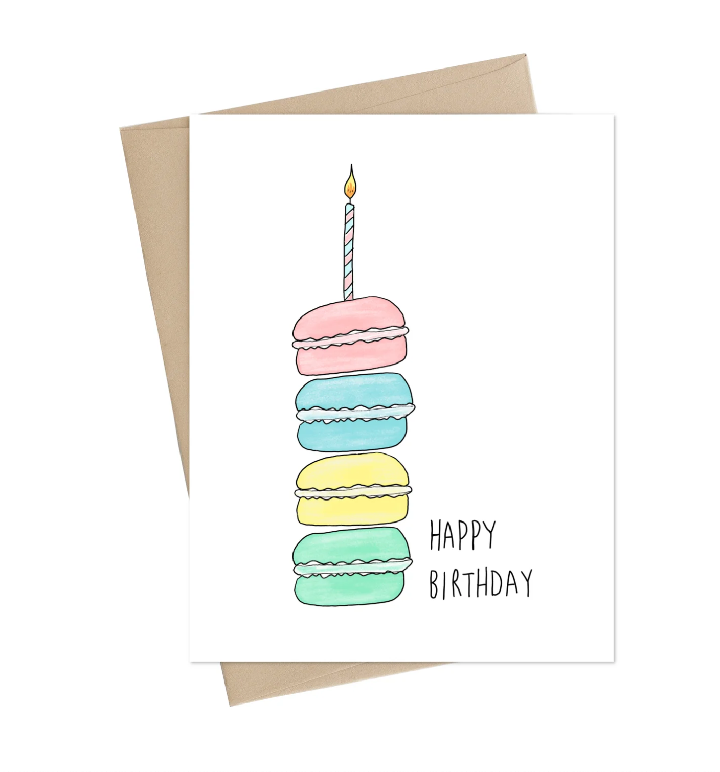 happy birthday card macarons