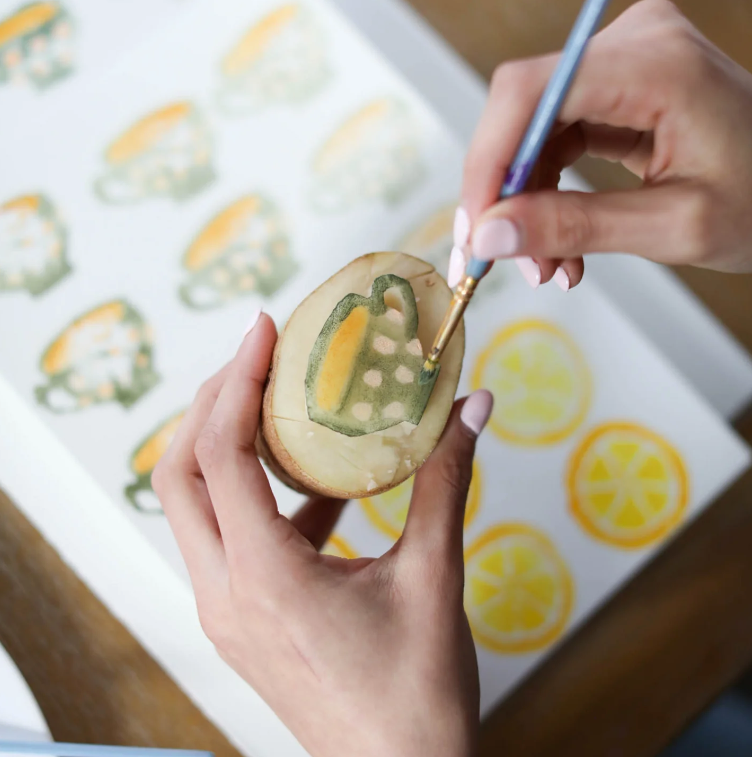 made by a potato stamp