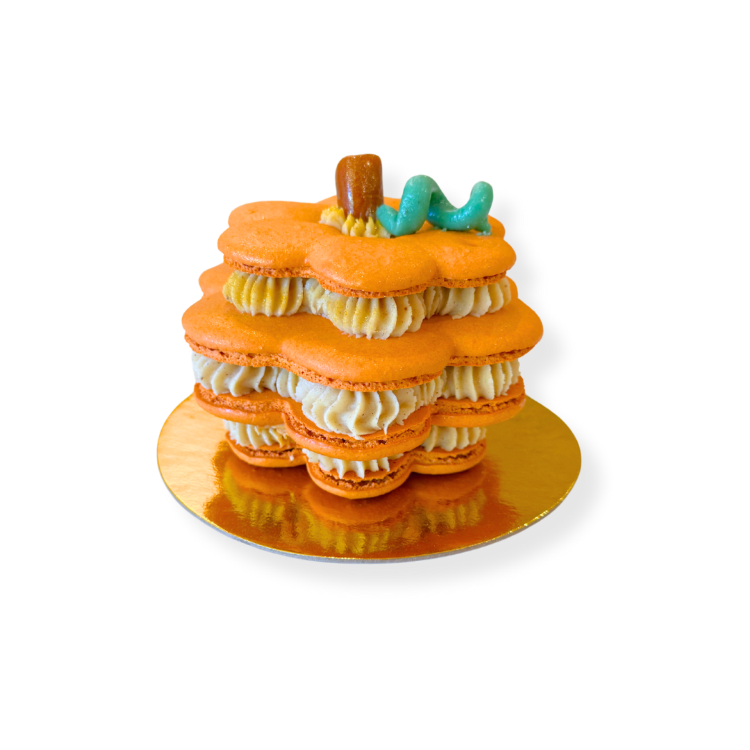 4” Tiered Pumpkin Macaron Cake