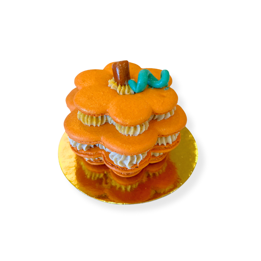 4” Tiered Pumpkin Macaron Cake