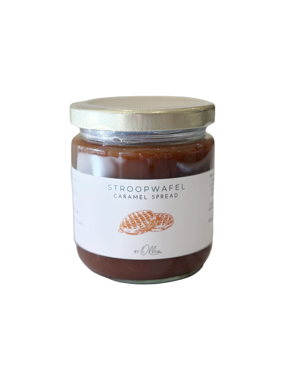 Jar of Stroopwafel Caramel Spread on a marble surface